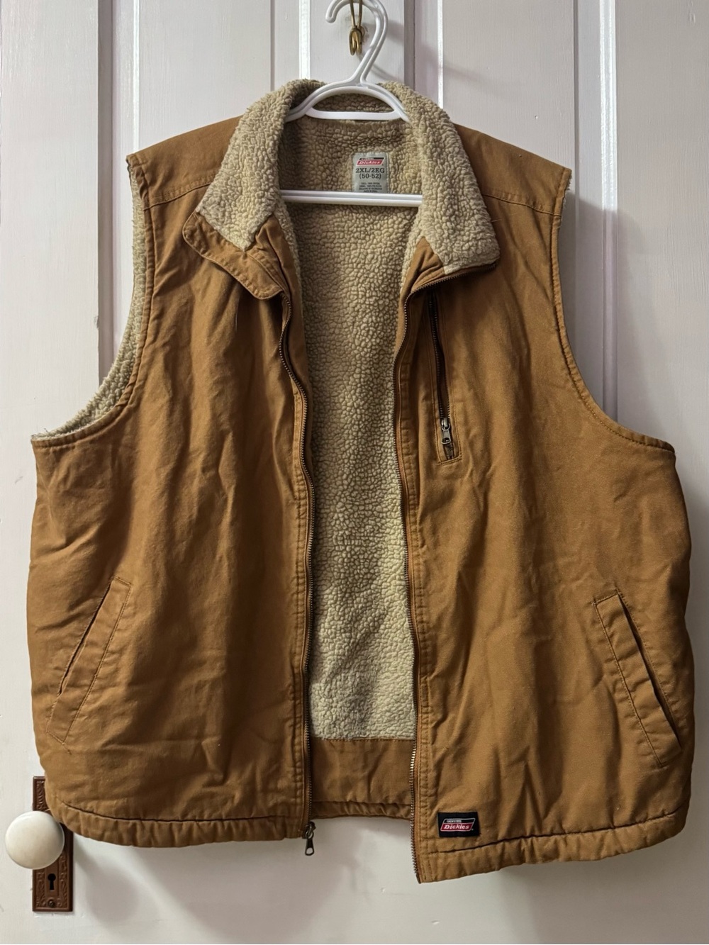 Dickies Tan Work Vest with Cream Sherpa Lining*